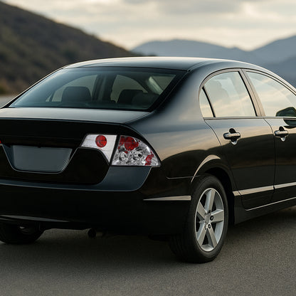 2006-2011 Honda Civic Sedan Tail Lights (Chrome Housing/Clear Lens)