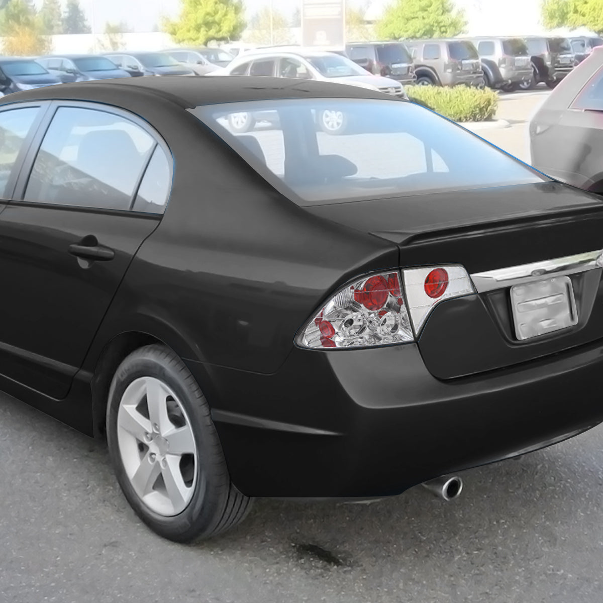 2006-2011 Honda Civic Sedan Tail Lights (Chrome Housing/Clear Lens)