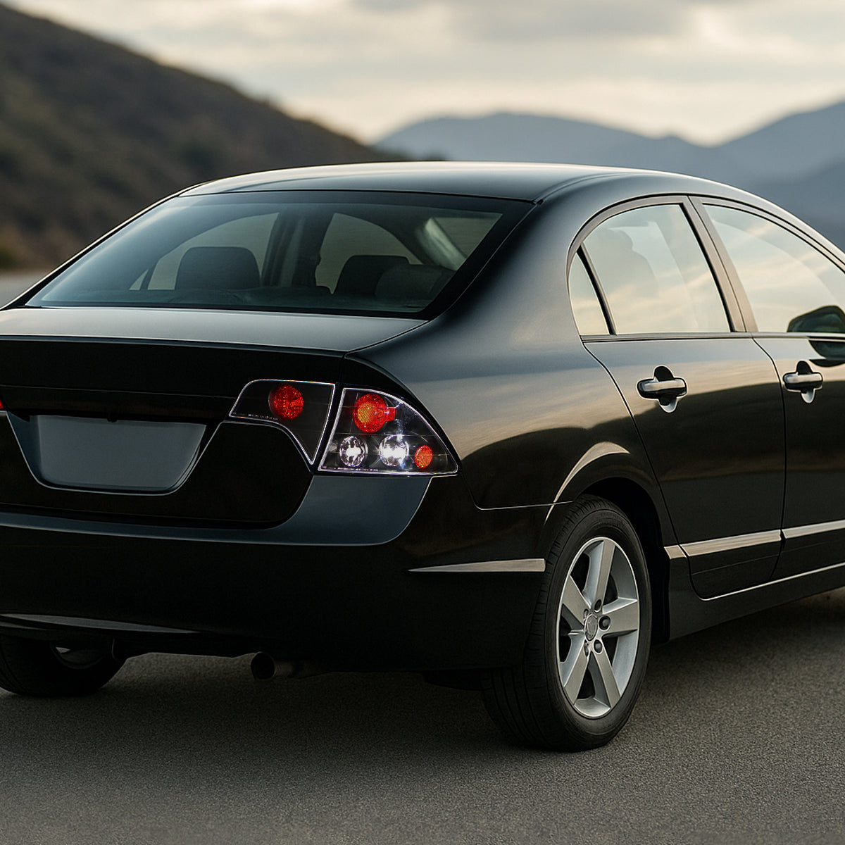 2006-2011 Honda Civic Sedan Tail Lights (Matte Black Housing/Clear Lens)