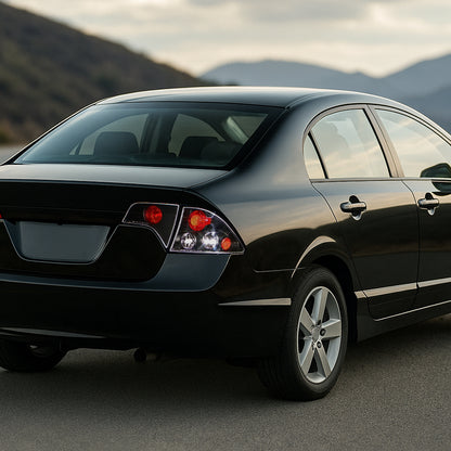 2006-2011 Honda Civic Sedan Tail Lights (Matte Black Housing/Clear Lens)