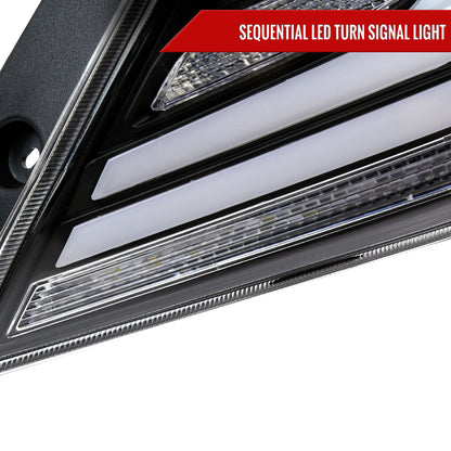 2016-2021 Honda Civic 4DR Sedan White LED Tail Lights w/ Sequential Signal Lamps (Matte Black Housing/Clear Lens)