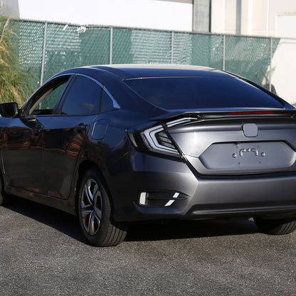 2016-2021 Honda Civic 4DR Sedan White LED Tail Lights w/ Sequential Signal Lamps (Matte Black Housing/Clear Lens)