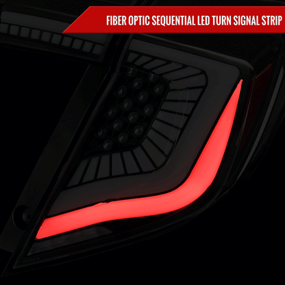 2017-2021 Honda Civic Hatchback Sequential Turn Signal LED Tail Lights (Matte Black Housing/Clear Lens)
