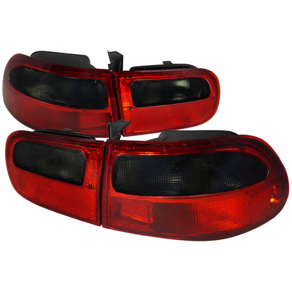 1992-1995 Honda Civic 3DR Hatchback Tail Lights (Chrome Housing/Red Smoked Lens)