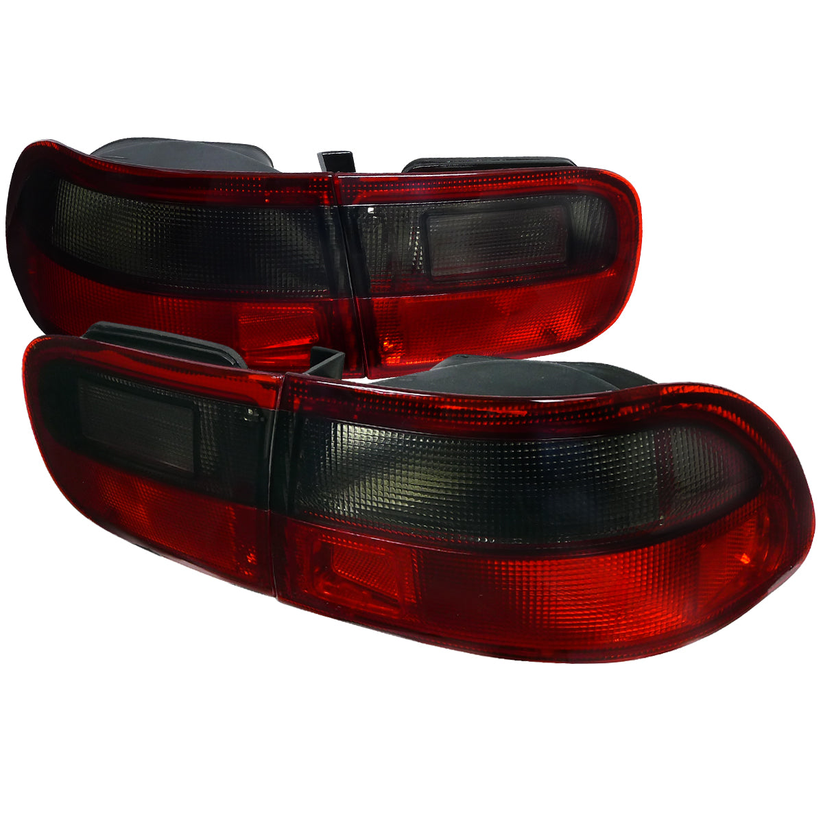 1992-1995 Honda Civic Tail Lights (Chrome Housing/Red Smoked Lens)