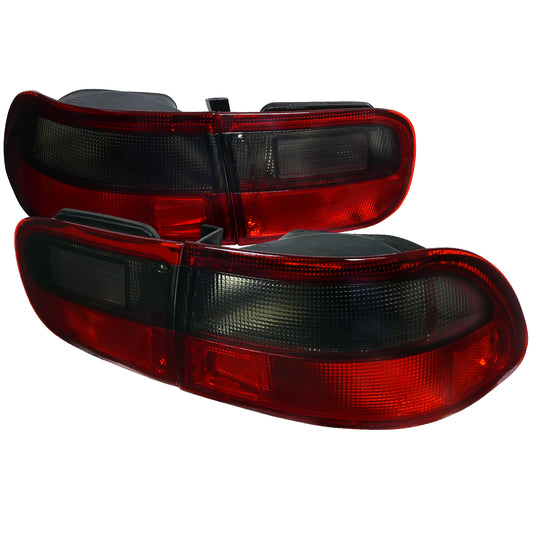 1992-1995 Honda Civic Tail Lights (Chrome Housing/Red Smoked Lens)