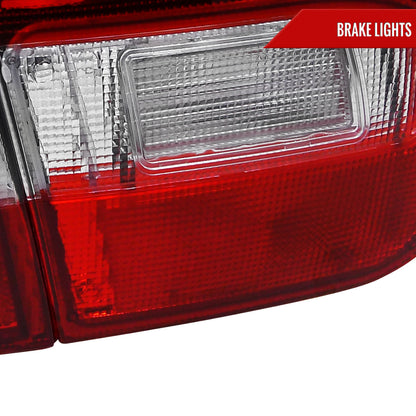 1992-1995 Honda Civic Tail Lights (Chrome Housing/Red Clear Lens)