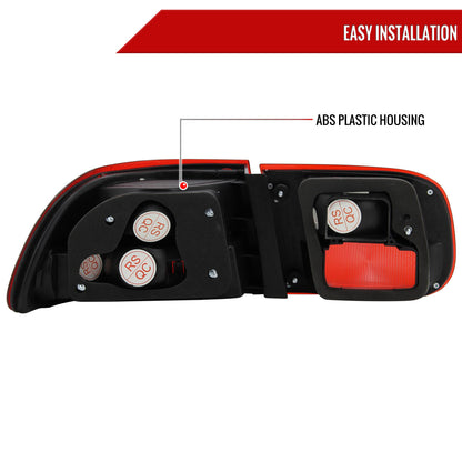 1992-1995 Honda Civic Tail Lights (Chrome Housing/Red Clear Lens)