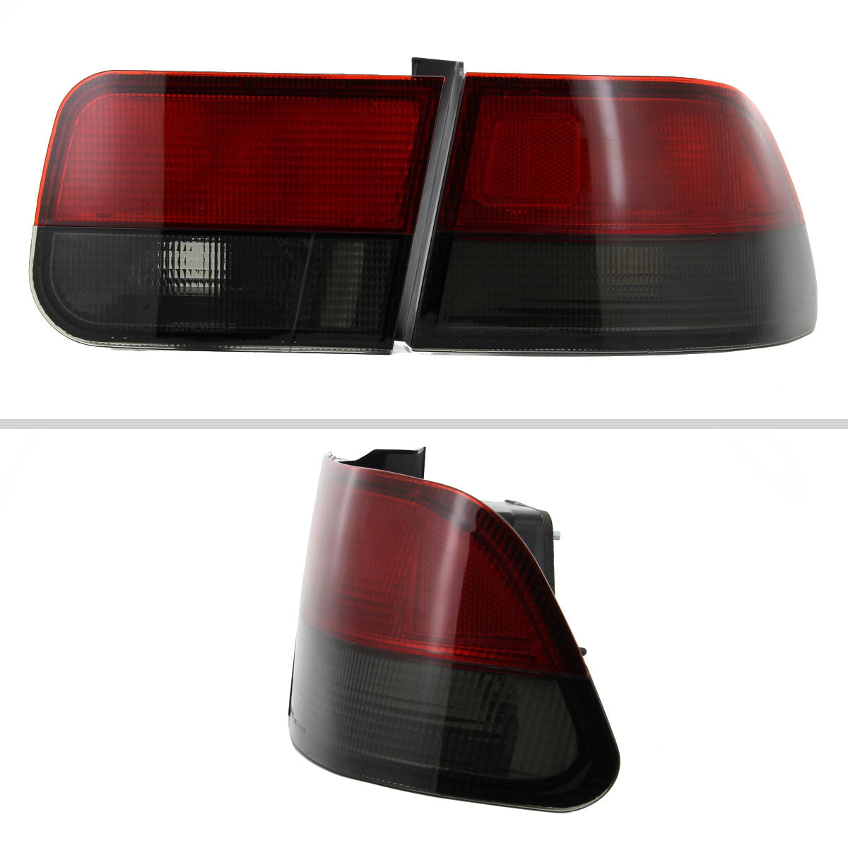 1996-2000 Honda Civic Coupe Tail Lights (Chrome Housing/Red Smoked Lens)