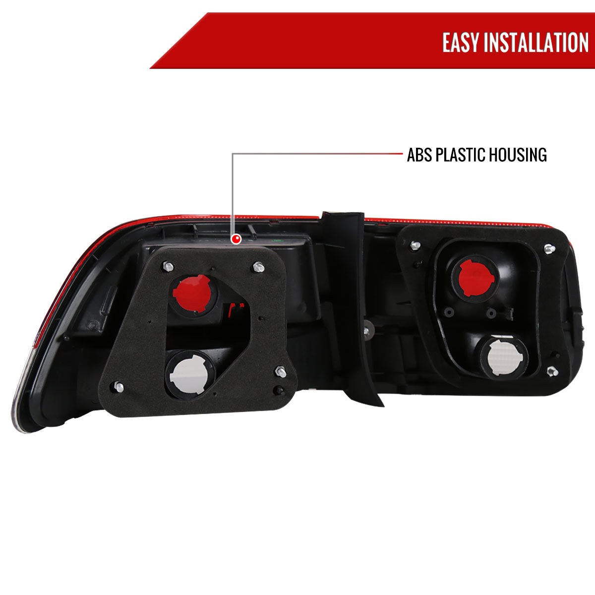 1996-2000 Honda Civic Coupe Tail Lights (Chrome Housing/Red Smoked Lens)