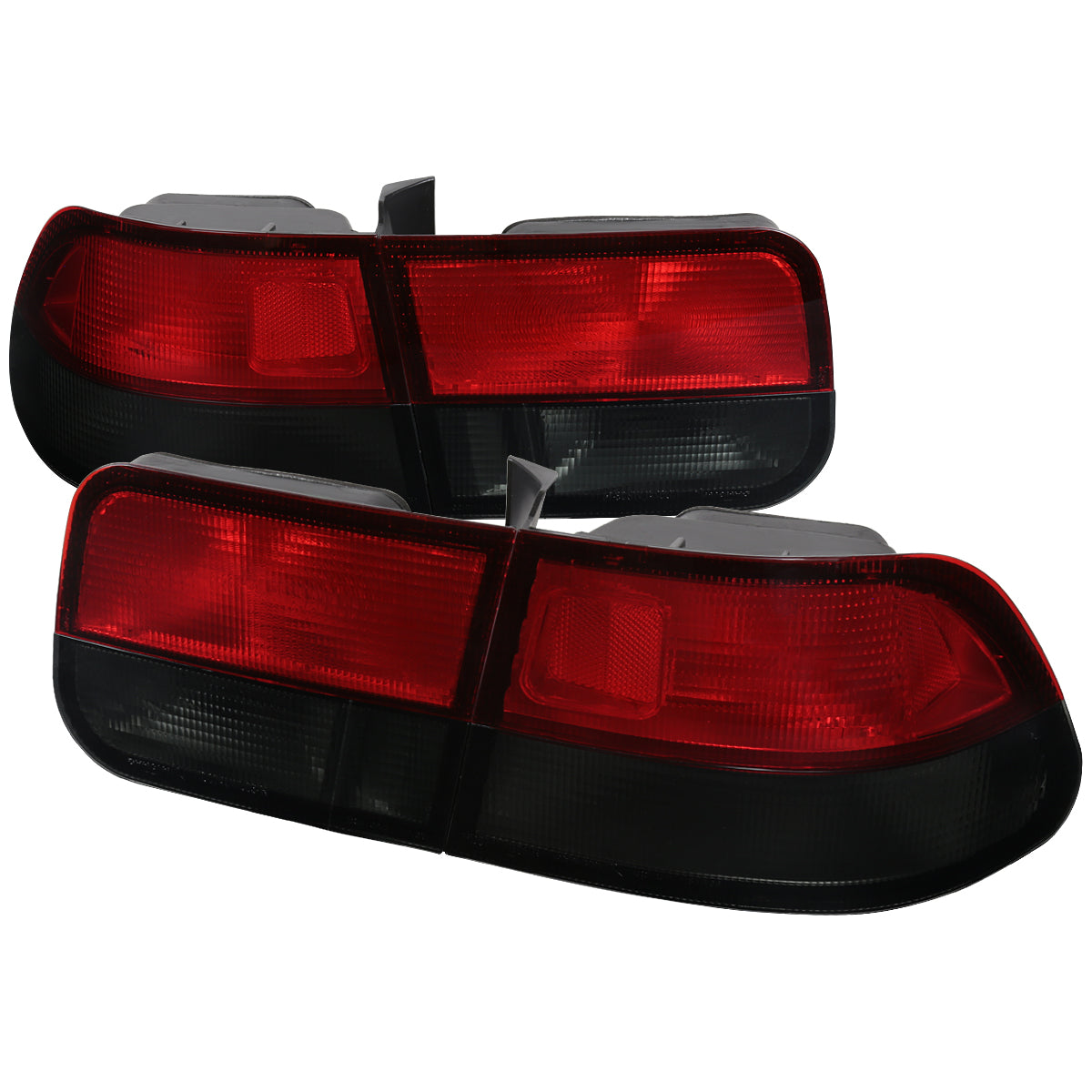 1996-2000 Honda Civic Coupe Tail Lights (Chrome Housing/Red Smoked Lens)