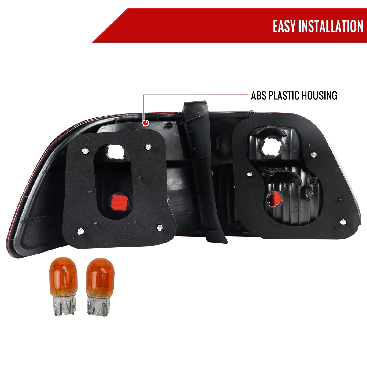 1999-2000 Honda Civic Sedan Tail Lights (Chrome Housing/Red Smoked Lens)