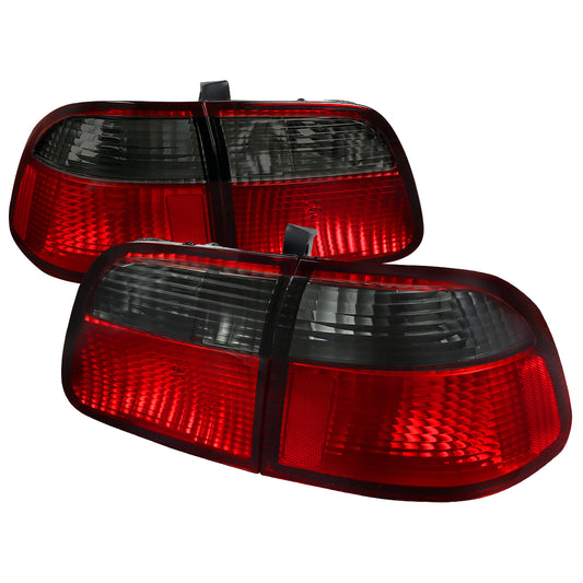 1999-2000 Honda Civic Sedan Tail Lights (Chrome Housing/Red Smoked Lens)