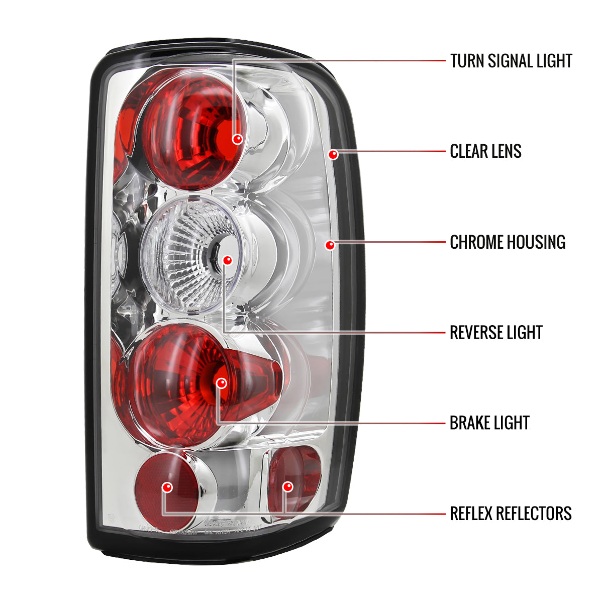 2000-2006 Chevrolet GMC Tahoe/Yukon/Suburban Tail Lights (Chrome Housing/Clear Lens)