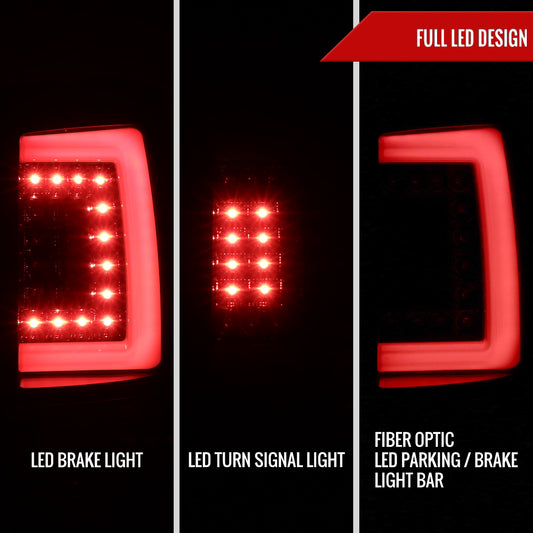 2000-2006 Chevrolet Suburban/Tahoe GMC Yukon/Yukon XL LED C Bar Tail Lights (Jet Black Housing/Clear Lens)