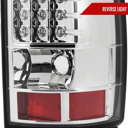 2000-2006 Chevrolet Suburban/Tahoe GMC Yukon/Yukon XL LED Tail Lights (Chrome Housing/Clear Lens)