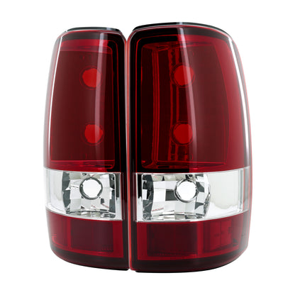 2000-2006 Chevrolet Suburban/Tahoe GMC Yukon/Yukon XL Tail Lights (Chrome Housing/Red Clear Lens)