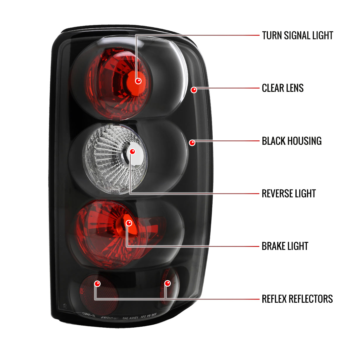 2000-2006 Chevrolet GMC Suburban/Tahoe/Yukon Tail Lights (Matte Black Housing/Clear Lens)
