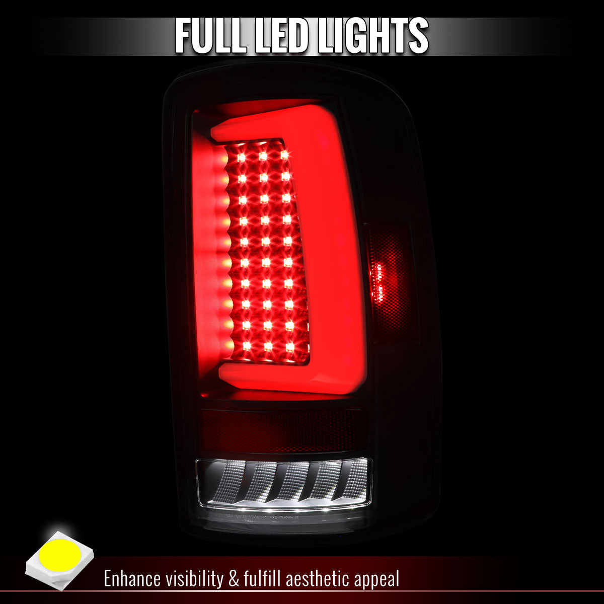2000-2006 Tahoe/Suburban/Yukon LED C-Bar Tail Lights - Black/Clear - view 2