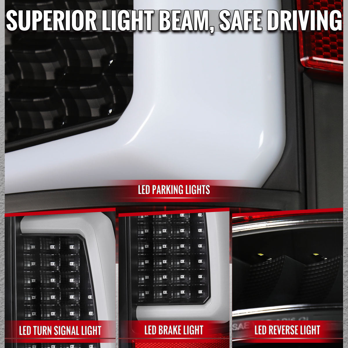 2000-2006 Tahoe/Suburban/Yukon LED C-Bar Tail Lights - Black/Clear - view 3