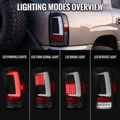 2000-2006 Tahoe/Suburban/Yukon LED C-Bar Tail Lights - Black/Clear - view 7