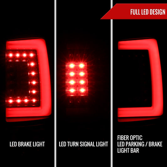 2000-2006 Chevrolet Suburban/Tahoe GMC Yukon/Yukon XL LED C Bar Tail Lights (Matte Black Housing/Clear Lens)