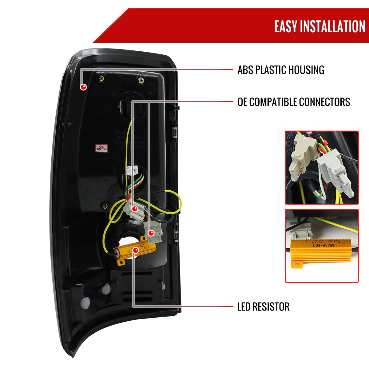 2000-2006 Chevrolet Suburban/Tahoe GMC Yukon/Yukon XL LED Tail Lights (Matte Black Housing/Clear Lens)