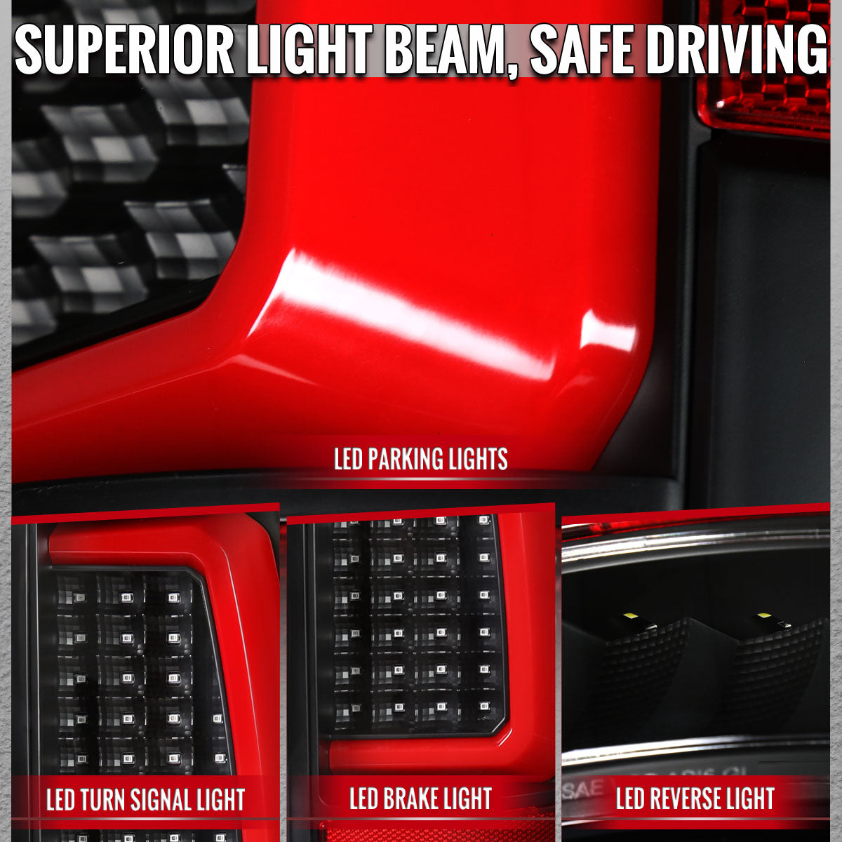 2000-2006 Tahoe/Suburban/Yukon Red LED Bar Tail Lights - Black/Clear - view 3