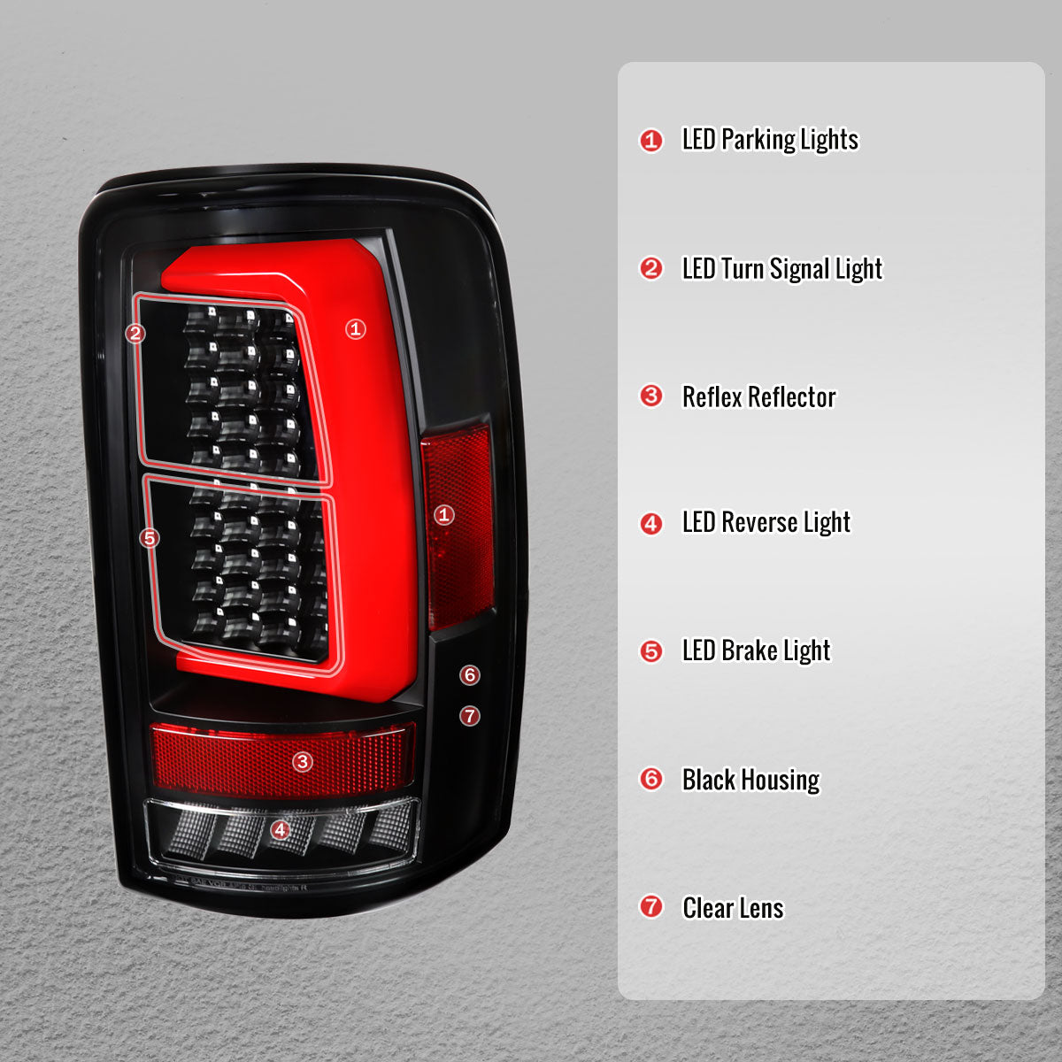 2000-2006 Tahoe/Suburban/Yukon Red LED Bar Tail Lights - Black/Clear - view 4