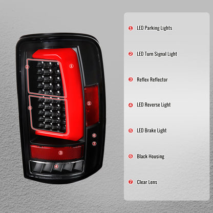2000-2006 Tahoe/Suburban/Yukon Red LED Bar Tail Lights - Black/Clear - view 4