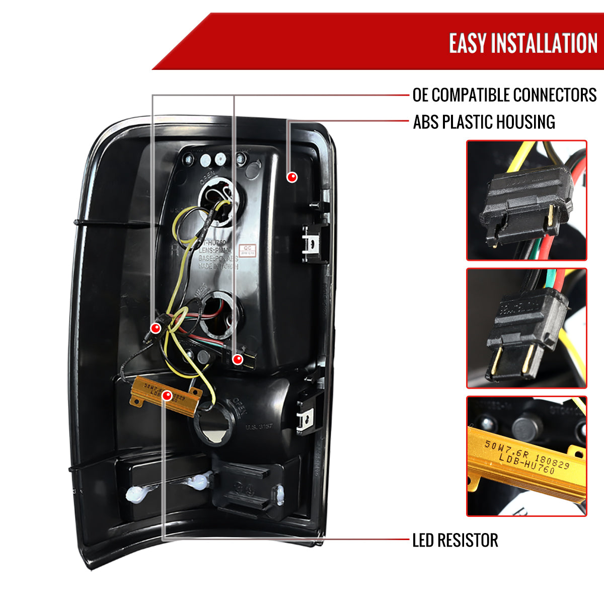 2000-2006 Chevrolet Suburban/Tahoe GMC Yukon/Yukon XL LED C Bar Tail Lights (Black Housing/Clear Lens)
