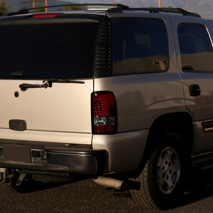 2000-2006 Chevrolet Suburban/Tahoe GMC Yukon/Yukon XL LED C Bar Tail Lights (Chrome Housing/Red Smoked Lens)