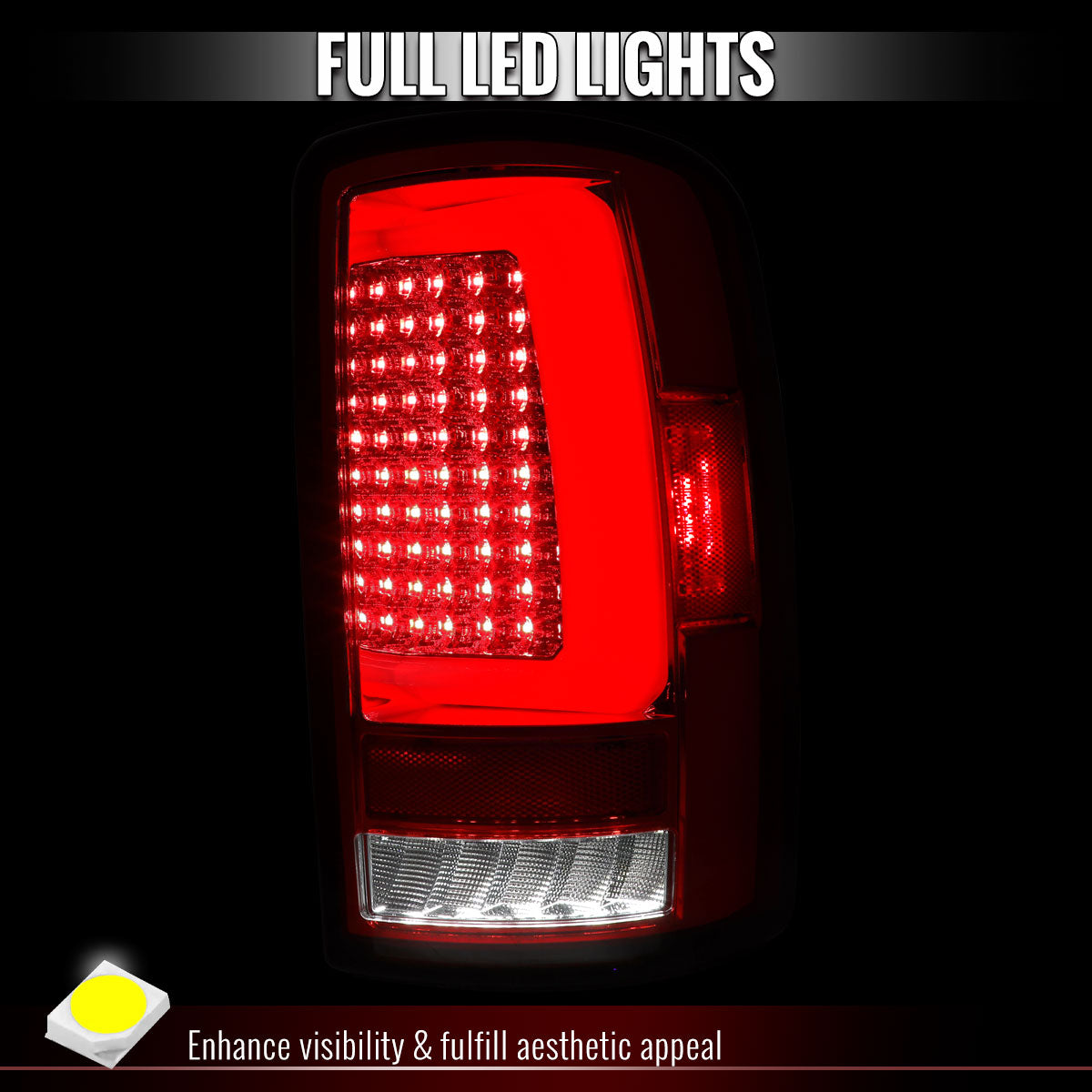 2000-2006 Tahoe/Suburban/Yukon LED C-Bar Tail Lights - Chrome/Red - view 2