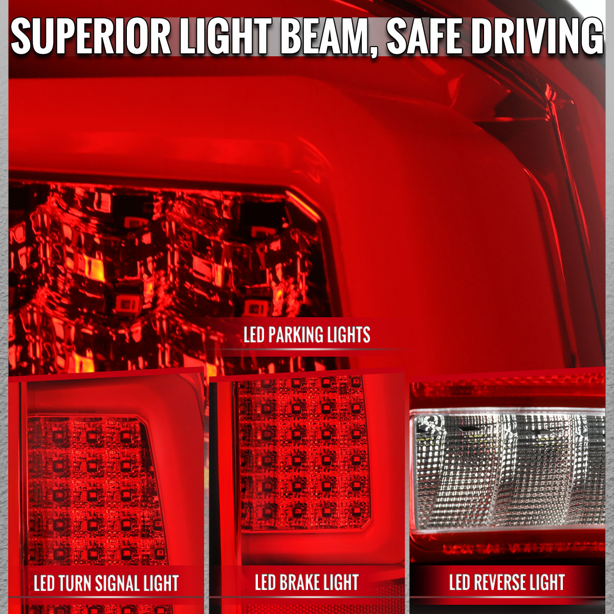 2000-2006 Tahoe/Suburban/Yukon LED C-Bar Tail Lights - Chrome/Red - view 3