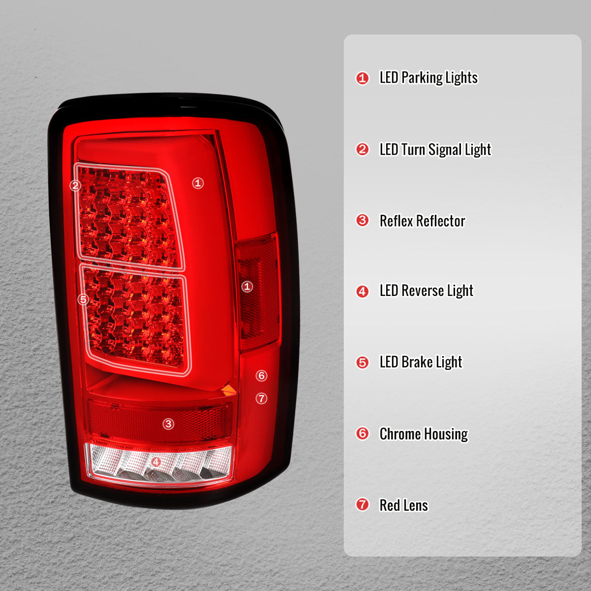 2000-2006 Tahoe/Suburban/Yukon LED C-Bar Tail Lights - Chrome/Red - view 4