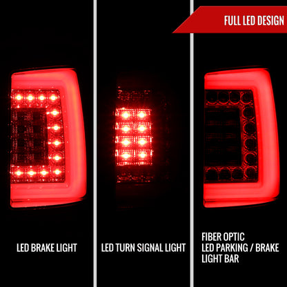 2000-2006 Chevrolet Suburban/Tahoe GMC Yukon/Yukon XL LED C Bar Tail Lights (Chrome Housing/Red Clear Lens)