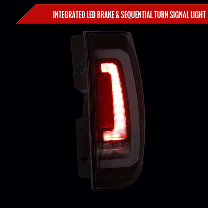 2007-2014 Chevrolet Tahoe/Suburban / 2007-2014 GMC Yukon/Yukon Denali LED Sequential Turn Signal Tail Lights  (Matte Black Housing/Clear Lens)