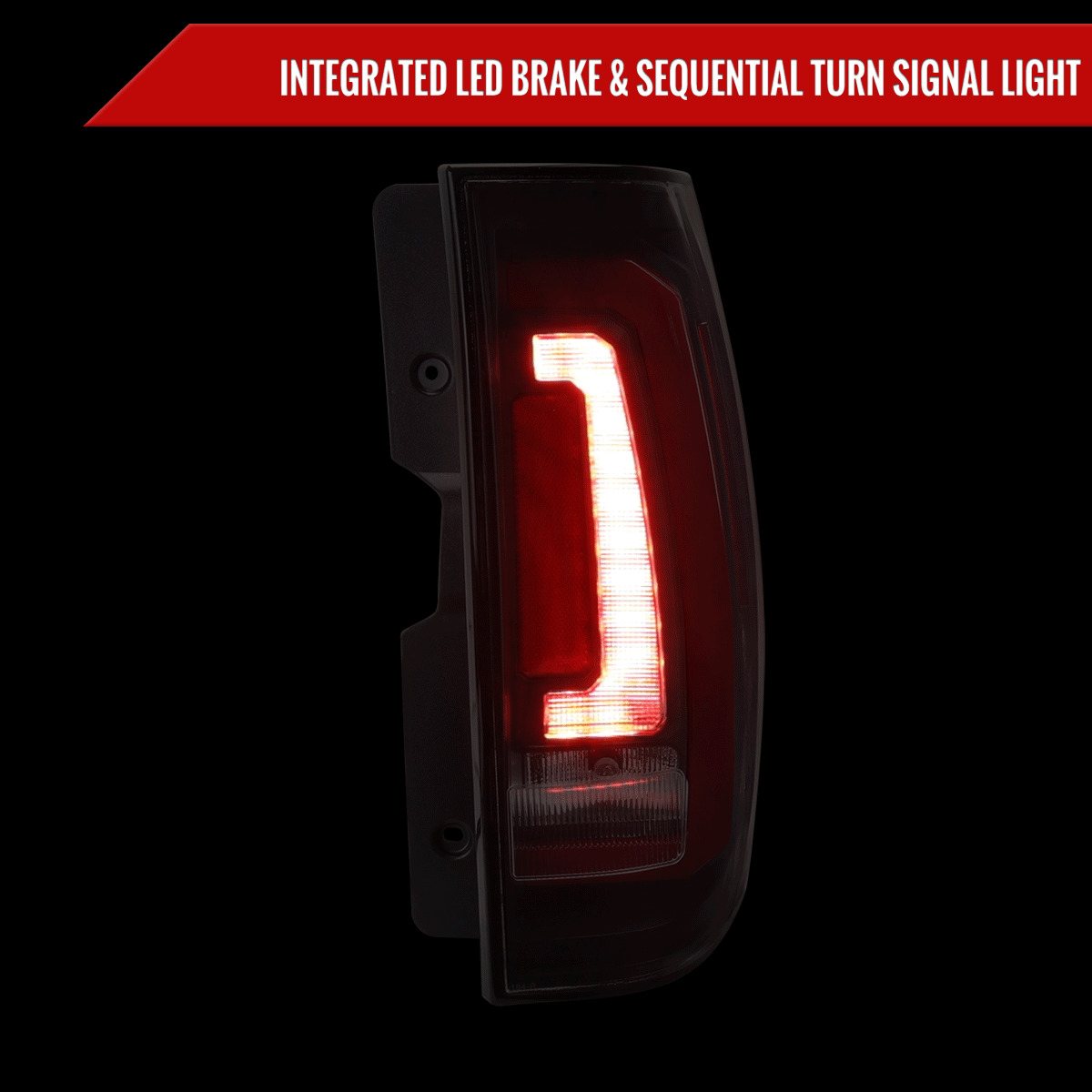 2007-2014 Chevrolet Tahoe/Suburban / 2007-2014 GMC Yukon/Yukon Denali Red LED Sequential Turn Signal Tail Lights  (Matte Black Housing/Clear Lens)