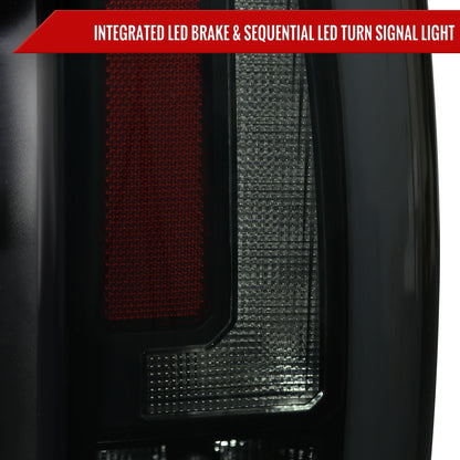 2007-2014 Chevrolet Tahoe/Suburban / 2007-2014 GMC Yukon/Yukon Denali LED Sequential Turn Signal Tail Lights  (Matte Black Housing/Smoked Lens)