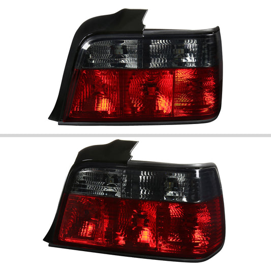 1992-1998 BMW E36 3 Series Sedan Tail Lights (Chrome Housing/Red Smoked Lens)