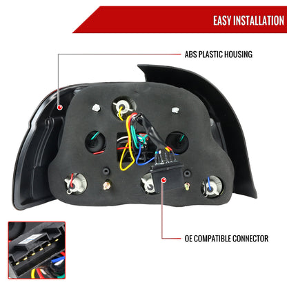 2001-2003 BMW E39 5 Series Sedan LED Tail Lights (Chrome Housing/Red Clear Lens)