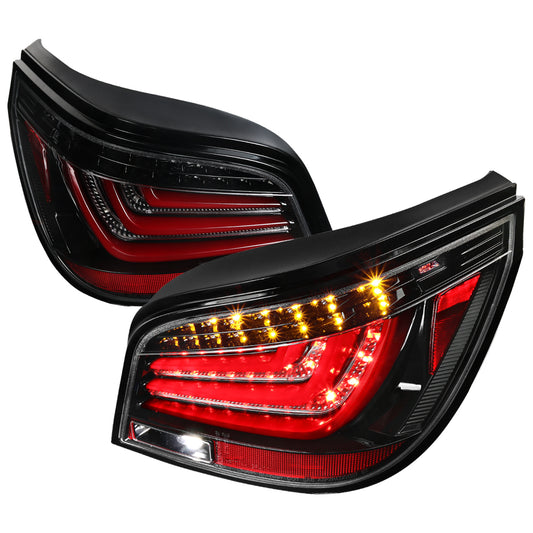2004-2007 BMW E60 5 Series Sedan LED Tail Lights (Jet Black Housing/Clear Lens)