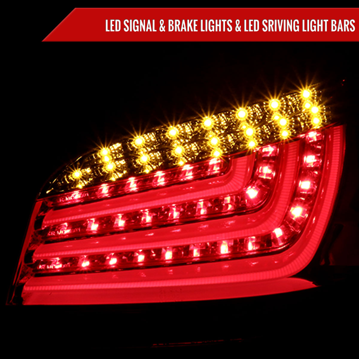 2004-2007 BMW E60 5 Series Sedan LED Tail Lights (Chrome Housing/Red Clear Lens)