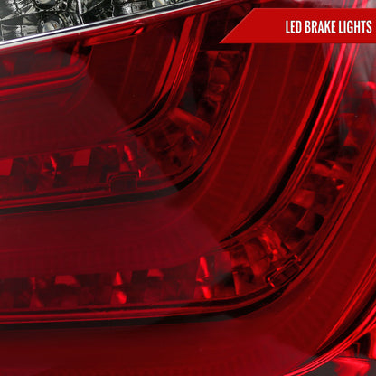 2004-2007 BMW E60 5 Series Sedan LED Tail Lights (Chrome Housing/Red Clear Lens)