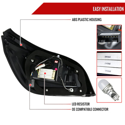 2004-2007 BMW E60 5 Series Sedan LED Tail Lights (Chrome Housing/Red Clear Lens)