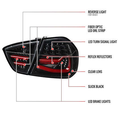 2006-2008 BMW E90 3 Series Sedan LED Tail Lights (Jet Black Housing/Clear Lens)