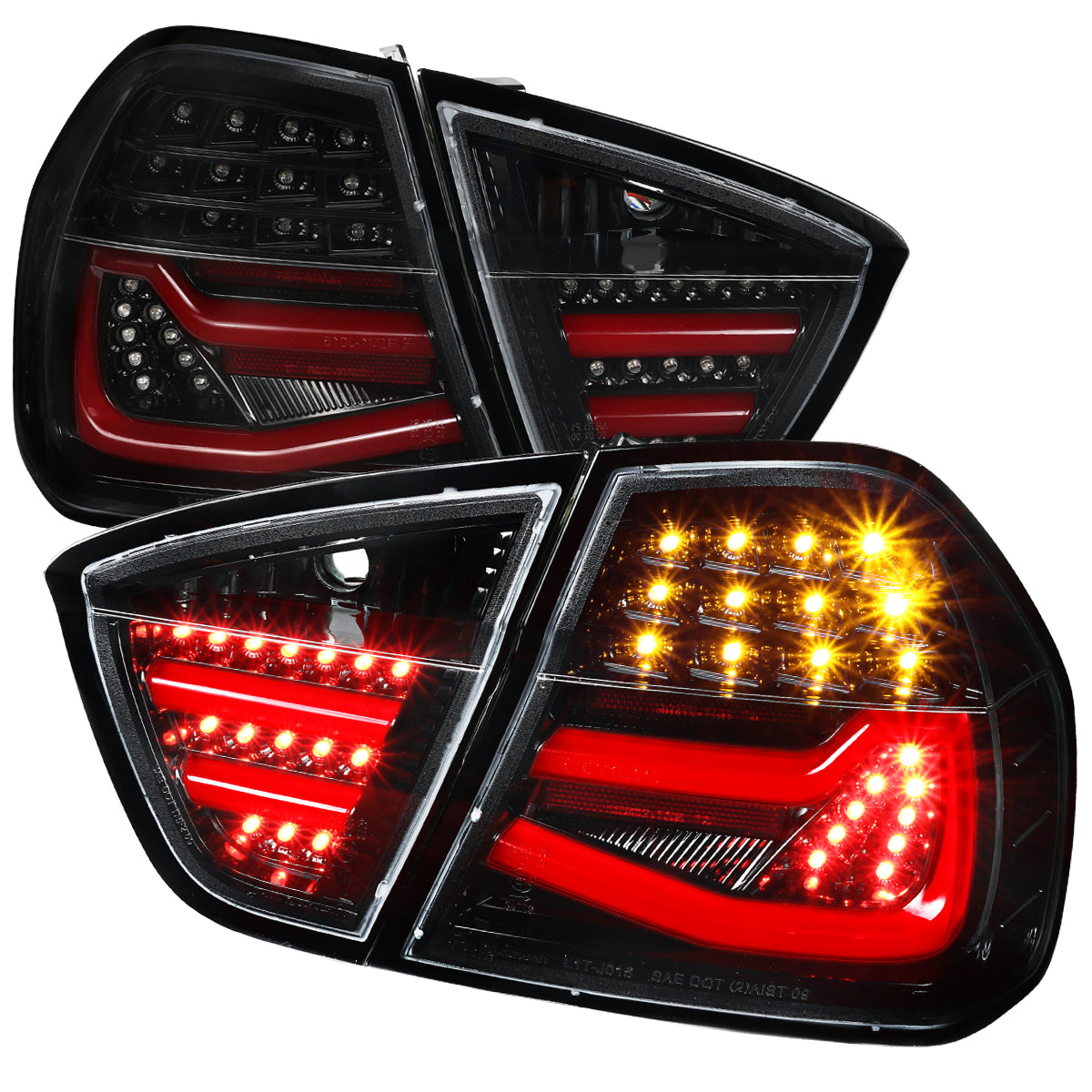 2006-2008 BMW E90 3 Series Sedan LED Tail Lights (Jet Black Housing/Clear Lens)