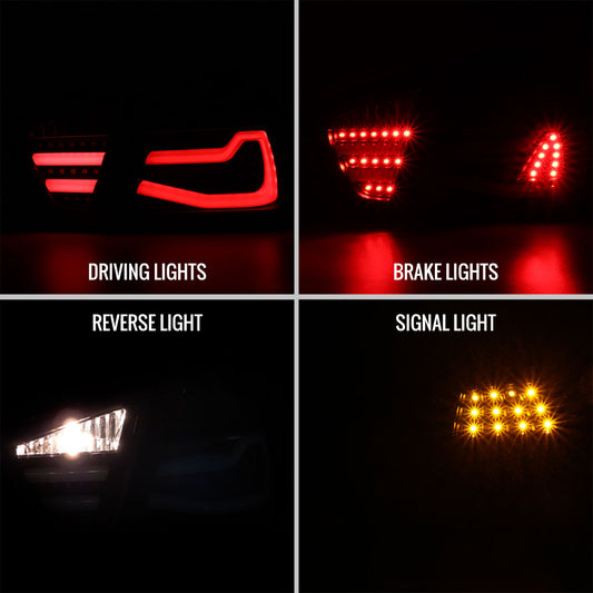 2006-2008 BMW E90 3 Series Sedan LED Tail Lights (Matte Black Housing/Clear Lens)