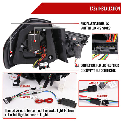 2009-2011 BMW E90 3-Series 4Dr Sedan Red LED Tail Light (Jet Black Housing/Clear Lens)