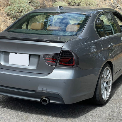 2009-2011 BMW E90 3-Series 4Dr Sedan Red LED Tail Light (Jet Black Housing/Clear Lens)